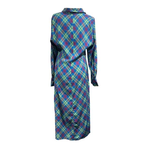 KITRI Lennox Blue Check Ruched Shirt Dress Size US 12 / UK 16 - Picture 3 of 8